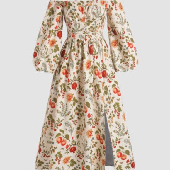 Fruit & Floral Off-shoulder Slit Maxi Dress - Picture 3 of 5